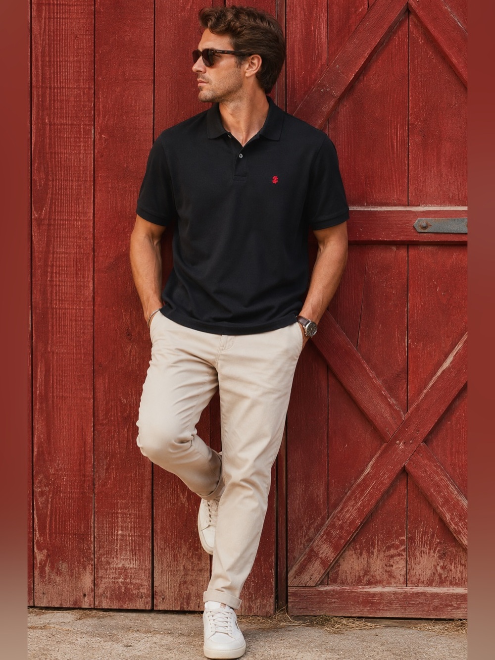 IZOD Men’s Black Performance Piqué Polo Shirt | Short Sleeve | Size Large